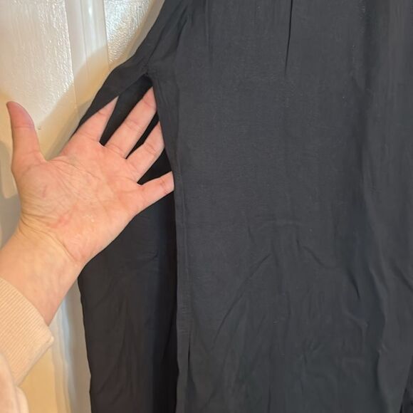 Time and Tru Women’s Black Linen High Side Slit Flowy Wide Leg Pants Size 2X - Picture 4 of 6